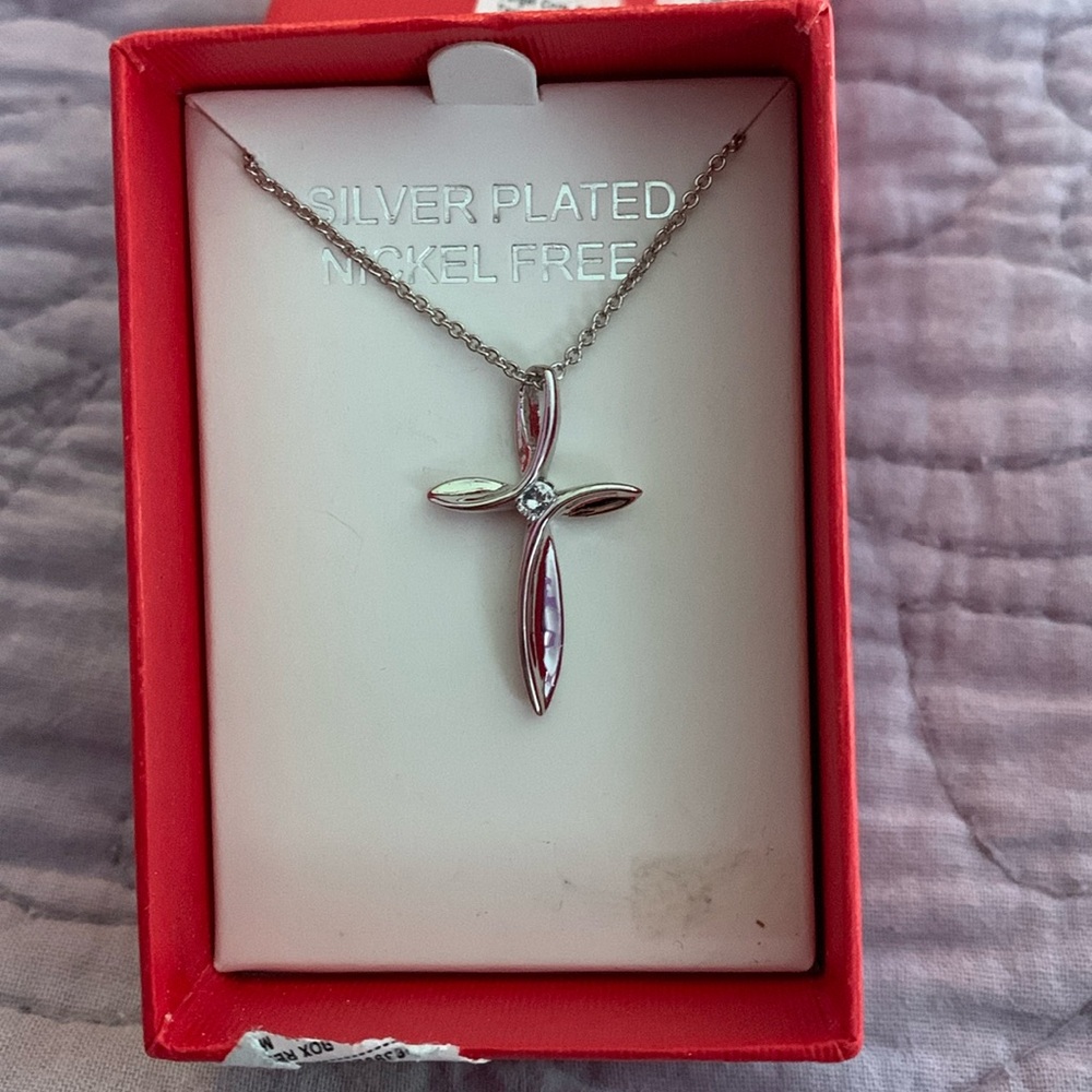 Silver plated nickel free cross red box from target
